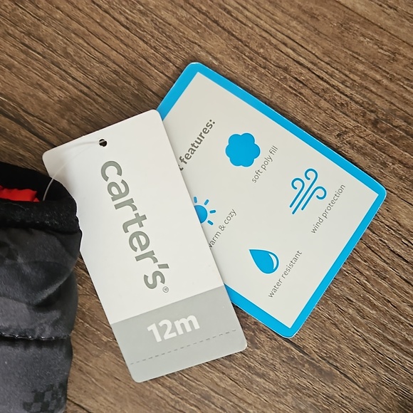 Carter's, reversible, jacket, size 12 months, boys, black, red, hooded - Picture 3 of 9